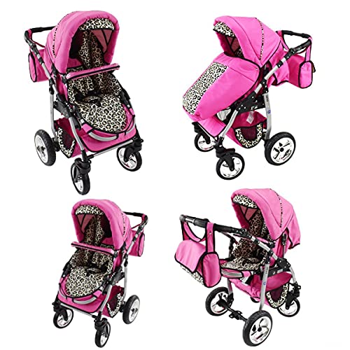 cochecito 3in1 Megaset todo en un Isofix Dino de ChillyKids rosa & puntos rosa 2en1 sin asiento