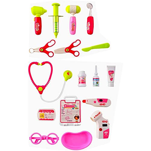 Cochecito médico para niños con accesorios médicos, deslizable, juego de rol, color rosa