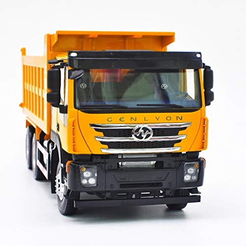 Coches 1:24 De Fundición A Presión Modelo/Compatible con SAIC Hongyan IVECO/Camión Volquete Boutique Simulación Aleación Coche Modelo del Modelo De Carro (Color : Yellow)