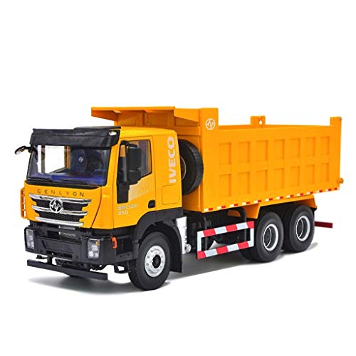 Coches 1:24 De Fundición A Presión Modelo/Compatible con SAIC Hongyan IVECO/Camión Volquete Boutique Simulación Aleación Coche Modelo del Modelo De Carro (Color : Yellow)