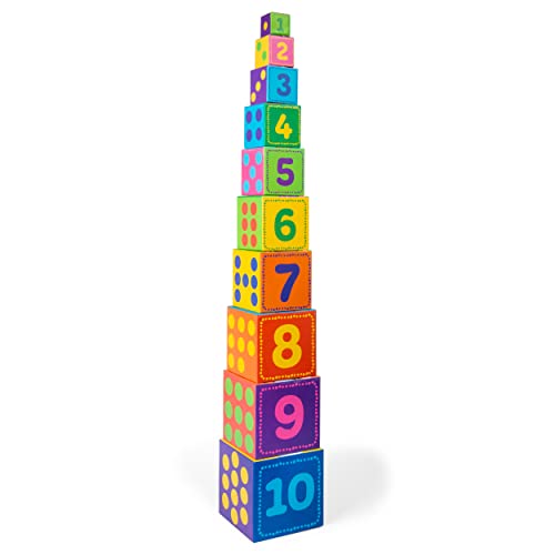 CoComelon Puzzle de bloques apilables para niños pequeños de 18 meses+– Juego de rompecabezas incluye 10 bloques apilables – CoComelon imagen y bloques de números para niños