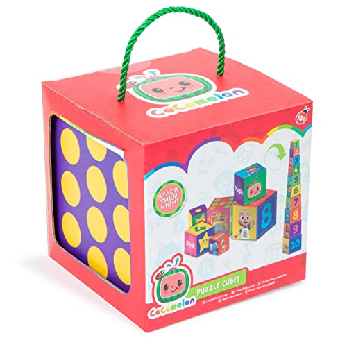 CoComelon Puzzle de bloques apilables para niños pequeños de 18 meses+– Juego de rompecabezas incluye 10 bloques apilables – CoComelon imagen y bloques de números para niños