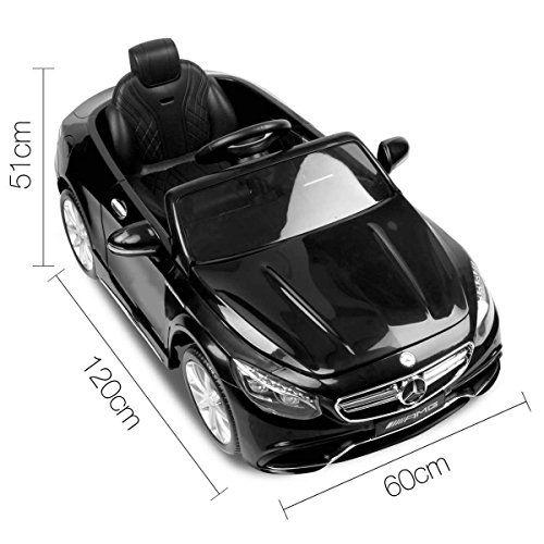 Codex Europe - Mercedes Benz S63 AMG - Coche Eléctrico Bateria / Automóviles Infantiles para Niños 12V -, con mando a distancia 2.4Ghz, ruedas EVA suaves - Negro - 124 x 60 x 34 cm