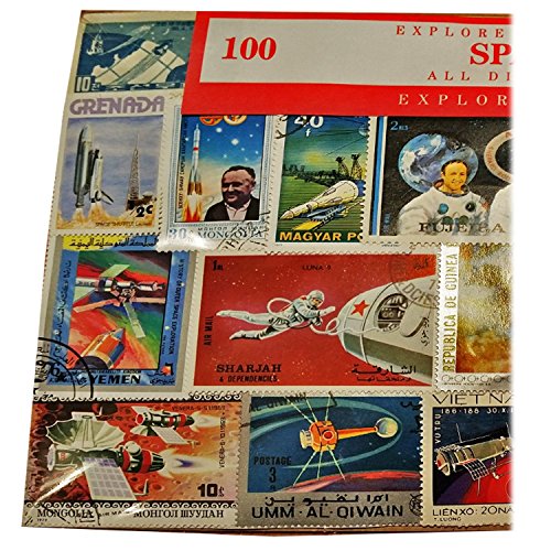 Colección Mundial de Sellos Espacio - 100 Sellos Diferentes / Recuerdo / Astronautas y Naves Espaciales / Momentos Historicos