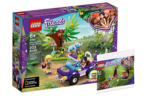 Collectix Lego Friends 41421 - Juego de salvavidas de elefante con transportador + 30412 picnic en el parque (bolsa de plástico)