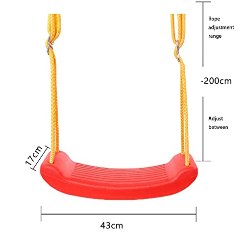 Columpio Asiento Columpio Jardín-Columpio para niños Exterior Interior-Columpio Asiento Columpio Tablero Columpio para niños Columpio de altura ajustable-Antideslizante-Color: Azul / Rojo 43*17cm