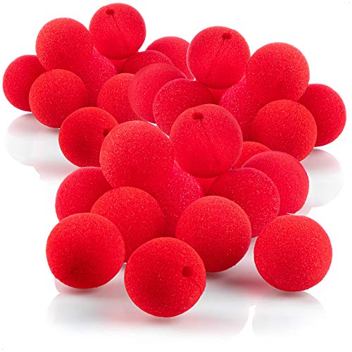 com-four® 36 narices de payaso de espuma - narices falsas en rojo para disfraces, Ø 5cm, para carnaval, fiesta de disfraces u otras fiestas temáticas (36 piezas)