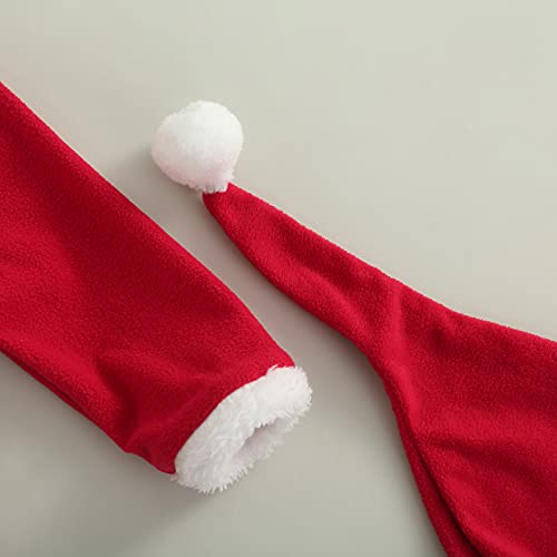 Conjunto de 3 Piezas para Niña Disfraz Papa Noel Sudadera Manga Larga + Falda + Gorro de Navidad Disfraz de Niña para Fiesta de Forro Polar 12 Meses a 5 Años (Rojo, 2-3 Años)