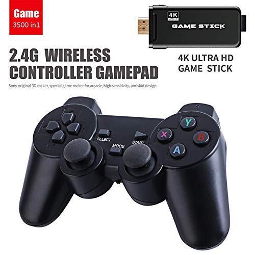 Consola de Juegos Retro USB Consola Inalámbrica Game Stick Consola de Videojuegos HD Salida de TV HDMI 4K Regalo de Doble Jugador para Adultos y Niños (Controlador y Game Stick)