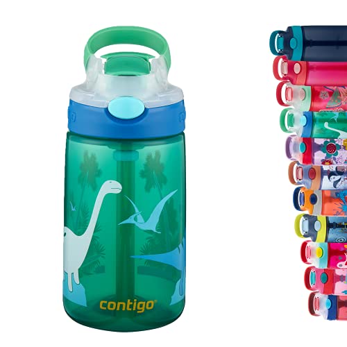 Contigo Gizmo Flip Botella, Unisex-Baby, Jungle Green Dino, 420ml