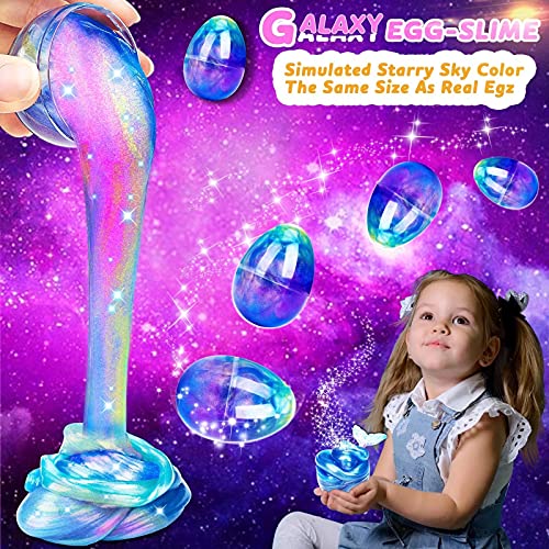 COOLJOY 55 PCS Kit de Slime, DIY Slime Set, Activador Slime para Hacer Kit Slime, 12 Colores Crystal Slime con 2 Galaxy Slime Huevos, Arcilla, Rebanadas de Frutas, Regalo para Niños Navidad 3 Años