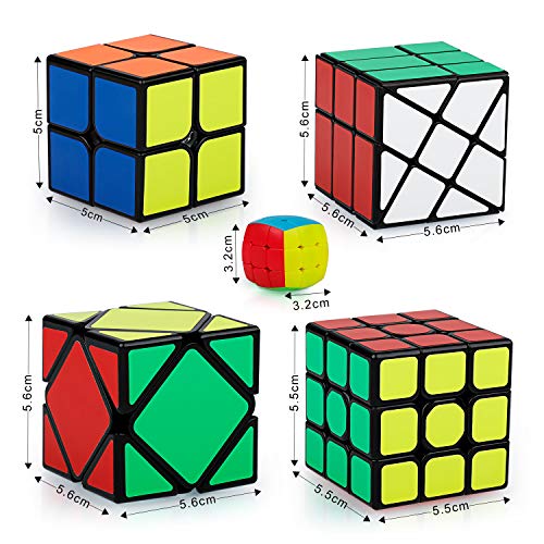 Coolzon Magic Cube Set, 9 Pack Speed Puzzle Cubes Pyraminx + Megaminx + 2x2 + 3x3 + 4x4 + Mirror + Skewb + Fenghuolun + Mini Chain Cube, Luxurious Magic Puzzle Cube Toy Kit for Boys Girls Kids Adults