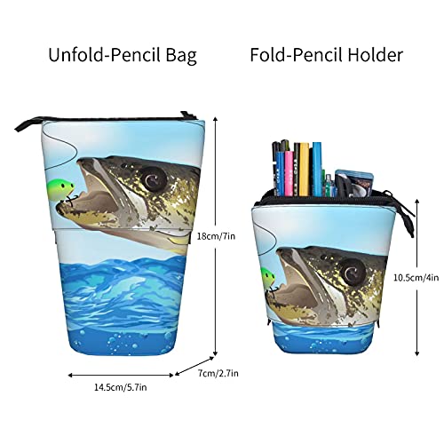 COSNUG Bonito estuche para lápices para niñas y niños Walleye Fish Take The Bait Pencil telescópica Pop Up Papelería de pie Estuche para bolígrafos portátil