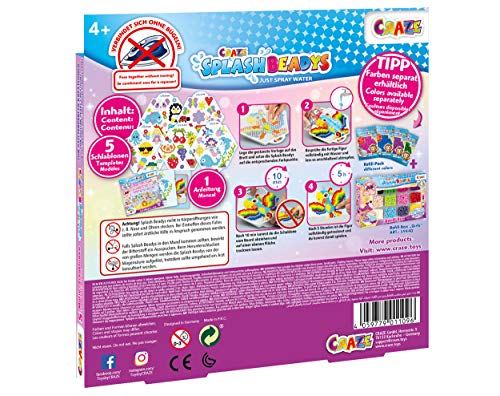 CRAZE- Cuentas de fusibles Fuse Splash BEADYS Stencil Set para Craft Beads Girls Motive 11096, Multicolor