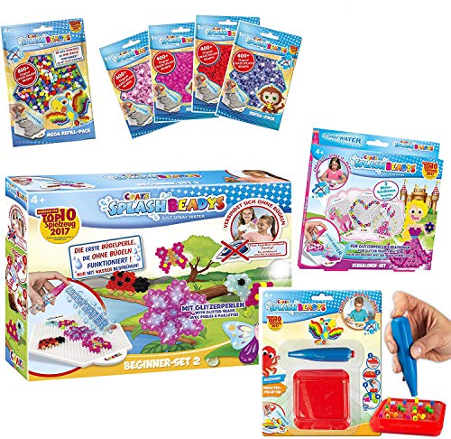 CRAZE Juego de cuentas para niña para manualidades, Splash Beadys Beadys XXL Megaset Empleo Set para niños Activity Bundle Girls, incluye accesorios 27691, Fuse Beads