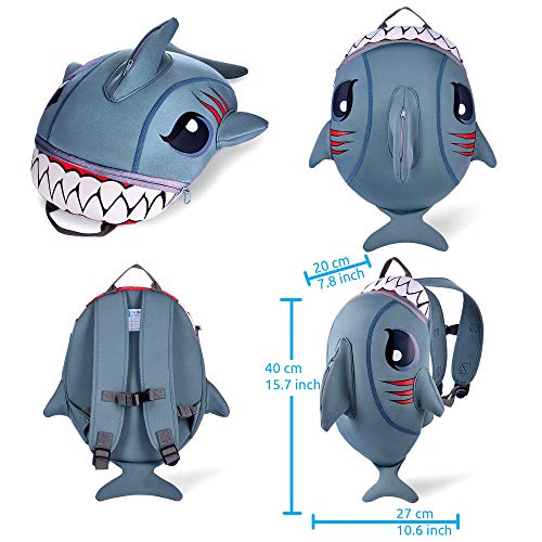 Crazy Safety | Mochila de Dinosaurio para niños. Ideal para la guardería, el Preescolar, el jardín de Infantes y para Viajes. Mochilas Divertidas con diseño de Dinosaurios y Tiburones | 33 cm