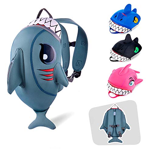 Crazy Safety | Mochila de Dinosaurio para niños. Ideal para la guardería, el Preescolar, el jardín de Infantes y para Viajes. Mochilas Divertidas con diseño de Dinosaurios y Tiburones | 33 cm