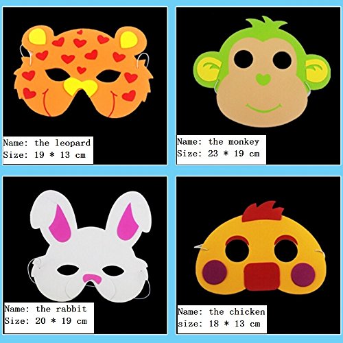 Creativee 20 x Niños Eva Foam Wild Animal de Granja Máscaras Fiesta Juguetes de llenado de Bolsillo, Las actuaciones de la Etapa Parte Celebrar máscaras- diseños Surtidos (Pack de 20)