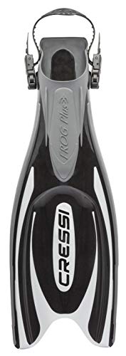 Cressi Frog Plus Fins Aletas de Buceo Unisex Adultos, Color Negro/Plata, L-XL