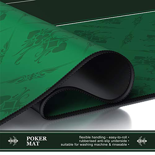 CSL – Alfombrilla de póker de 1000 x 600 - Alfombra de póker - Formato XXL - Tapete de Poker - Propia Mesa de póker – Antideslizante – Lavable - Verde