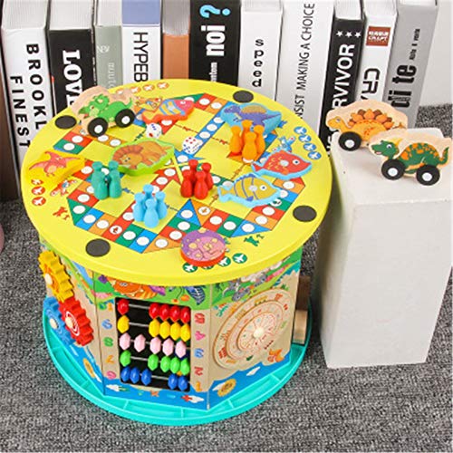 Cubo de Actividad de Madera Actividad de madera Cube Way Bead Maze Roller Coaster Sensory Baby Juguete Con ABACUS Reloj Forma Clasificador y Slider Multifunción Cuadro de juego educativo de 2 años par