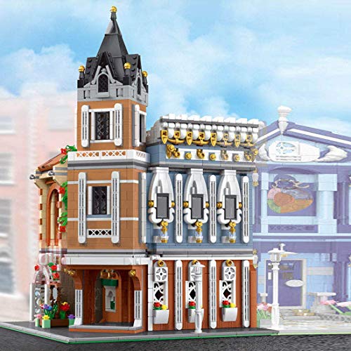 Cxcdxd Kit de Bloques de construcción de casa de té City Taverne, Modelo de Arquitectura con luz, 3039 + Bloques de Abrazadera compatibles con Lego