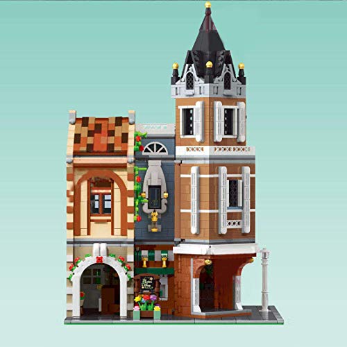 Cxcdxd Kit de Bloques de construcción de casa de té City Taverne, Modelo de Arquitectura con luz, 3039 + Bloques de Abrazadera compatibles con Lego