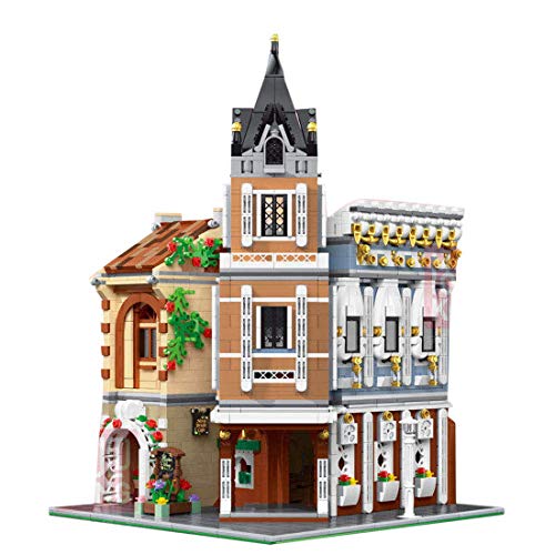 Cxcdxd Kit de Bloques de construcción de casa de té City Taverne, Modelo de Arquitectura con luz, 3039 + Bloques de Abrazadera compatibles con Lego