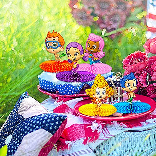 CYSJ Bubble Guppies Globos Pancarta de Feliz Cumpleaños Adornos para Pastel de Juegos para Niños Adultos Decoraciones de Fiesta de Cumpleaños Suministros Decoración Kids Gift