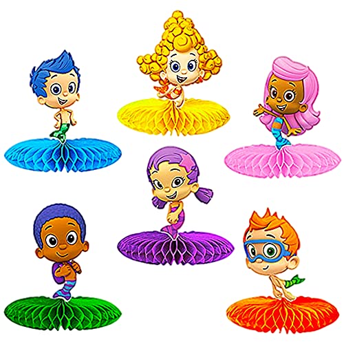 CYSJ Bubble Guppies Globos Pancarta de Feliz Cumpleaños Adornos para Pastel de Juegos para Niños Adultos Decoraciones de Fiesta de Cumpleaños Suministros Decoración Kids Gift