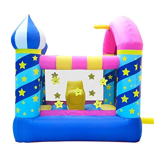 DBOATB Castillo Hinchable Inflable Trampolín para niños Castillo Inflable para casa Cuadrado Castillo Colchón de Aire Cama Interior y tobogán para niños Niños (Azul 225×220×215cm)