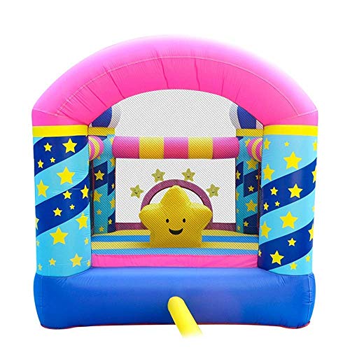 DBOATB Castillo Hinchable Inflable Trampolín para niños Castillo Inflable para casa Cuadrado Castillo Colchón de Aire Cama Interior y tobogán para niños Niños (Azul 225×220×215cm)