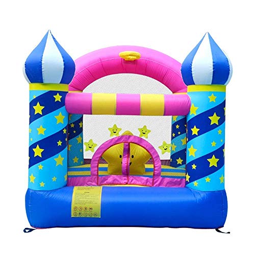 DBOATB Castillo Hinchable Inflable Trampolín para niños Castillo Inflable para casa Cuadrado Castillo Colchón de Aire Cama Interior y tobogán para niños Niños (Azul 225×220×215cm)