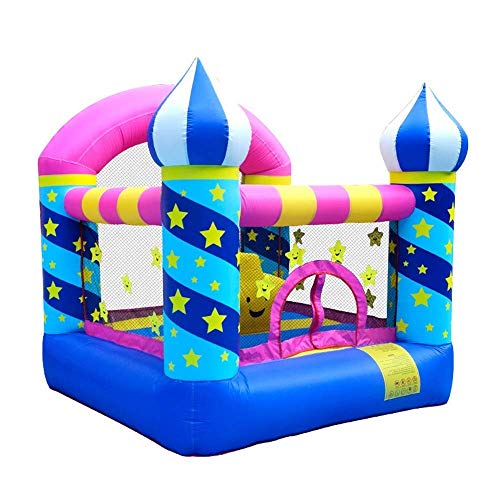 DBOATB Castillo Hinchable Inflable Trampolín para niños Castillo Inflable para casa Cuadrado Castillo Colchón de Aire Cama Interior y tobogán para niños Niños (Azul 225×220×215cm)