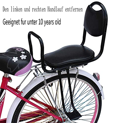 Dbtxwd Asiento Trasero Universal para Bicicleta para Niños con Reposapiés/Reposabrazos, Valla Desmontable Asiento Trasero para Bicicleta para Niños Asiento Portabebés De Seguridad Negro