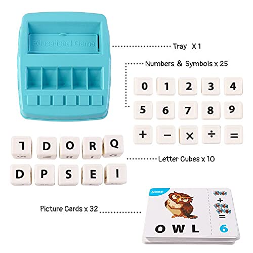 deAO Juego Educativo Infantil - Reconocimiento de Letras, Números y Figuras Conjunto Didáctico de Identificación, Ortografía y Aritmética para Niños y Niñas