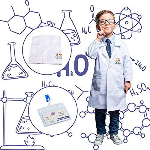 deAO Laboratorio de Ciencias Kit para Principiantes Juego de Imitación para Niños y Niñas Incluye Manual de Experimentos, Bata, Tarjeta de Identificación y Accesorios de Laboratorio Característicos