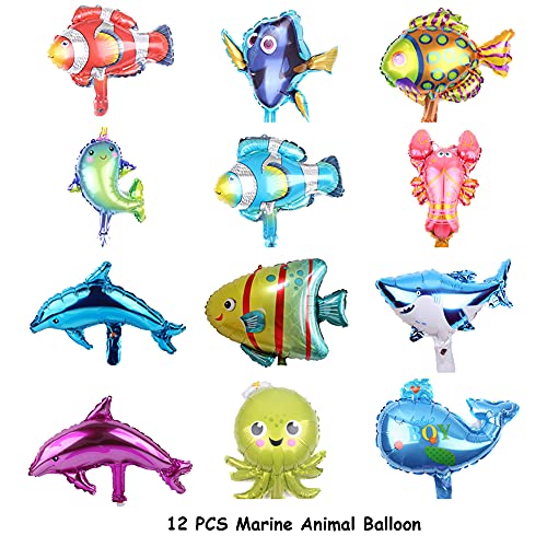 Decoracion Cumpleaños Animales Marinos Globos Animales Oceánica Cumpleaños Globos de Aluminio para Niños Decoraciones de Fiestas temáticas de Animales Marinos