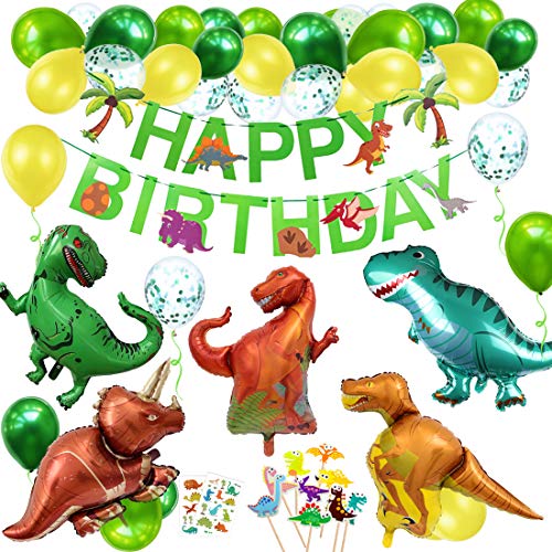 Decoracion Cumpleaños Dinosaurios, Adornos Cumpleaños Dinosaurios，Globos Dinosaurio, Guirnalda Feliz Cumpleaños