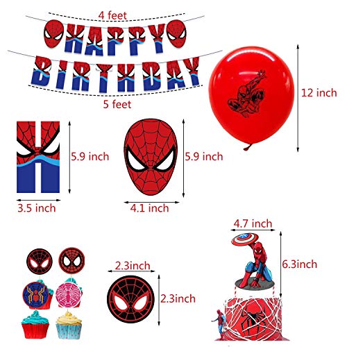 Decoracion Cumpleaños Spiderman Globos Spiderman Pancartas Cumpleaños Spiderman Adornos de Pastel Fiesta Superhéroe