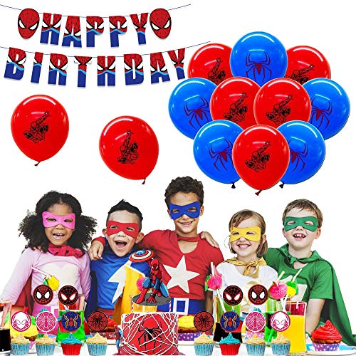 Decoracion Cumpleaños Spiderman Globos Spiderman Pancartas Cumpleaños Spiderman Adornos de Pastel Fiesta Superhéroe