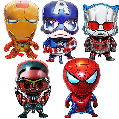 Decoracion Cumpleaños Superheroes Globos de Látex y Kit de Globos de Aluminio de Los Avengadores Grandes para Fiesta Temáticos de Superhéroes (16 pcs)