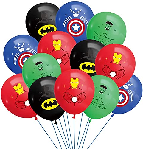 Decoracion Cumpleaños Superheroes Globos de Látex y Kit de Globos de Aluminio de Los Avengadores Grandes para Fiesta Temáticos de Superhéroes (16 pcs)