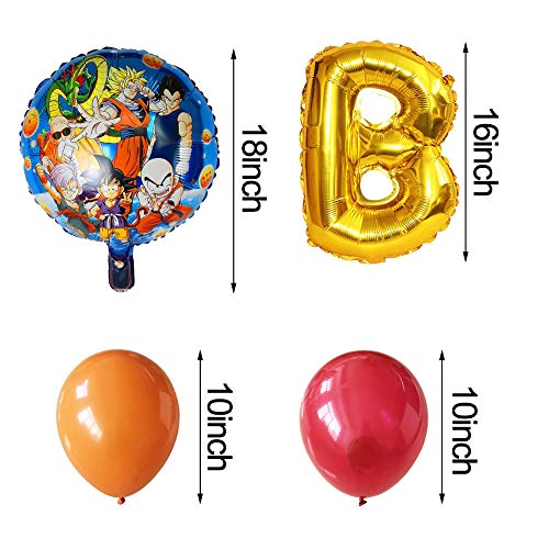 Decoración de Globos de Fiesta de Ball, Decoración de Fiesta de Cumpleaños para Niños, Globos de Papel de Aluminio de Dibujos Animados de Ball Goku, Cartel de Feliz Cumpleaños