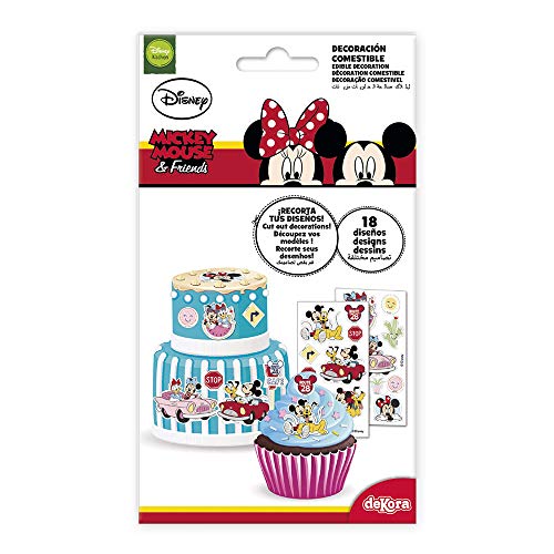 Dekora - Adornos Comestibles Mickey Mouse y Minnie Mouse para Cupcakes, Muffins, Bizcochos o Tartas Infantiles