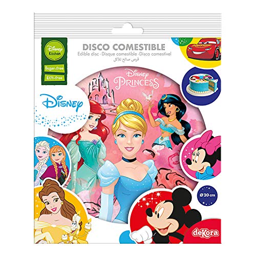 Dekora - Disco Comestible de Princesas Disney para Decoración de Tartas de Cumpleaños - 20 cm