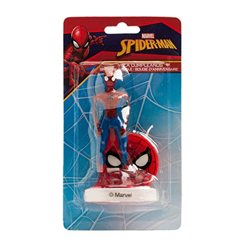 Dekora - Vela de Cumpleaños 3D de Spiderman para Tartas Infantiles - 9 cm