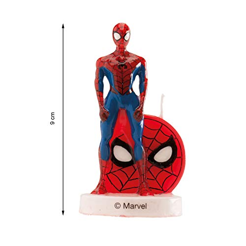 Dekora - Vela de Cumpleaños 3D de Spiderman para Tartas Infantiles - 9 cm