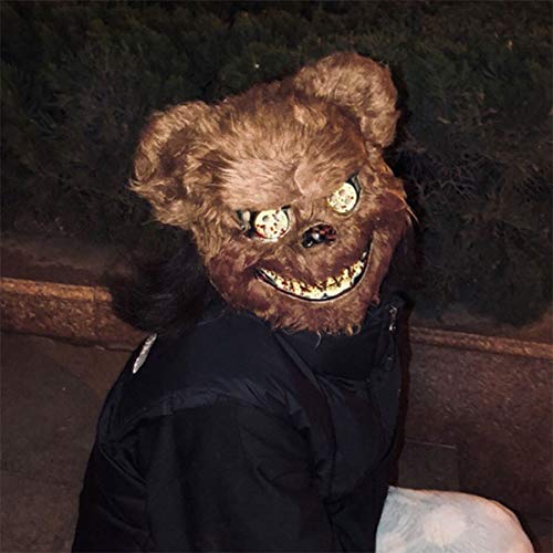 Demarkt Máscara espeluznante con diseño de oso de Halloween, máscara terrorífica, máscara para fiestas, cosplay, máscara de Halloween, color negro