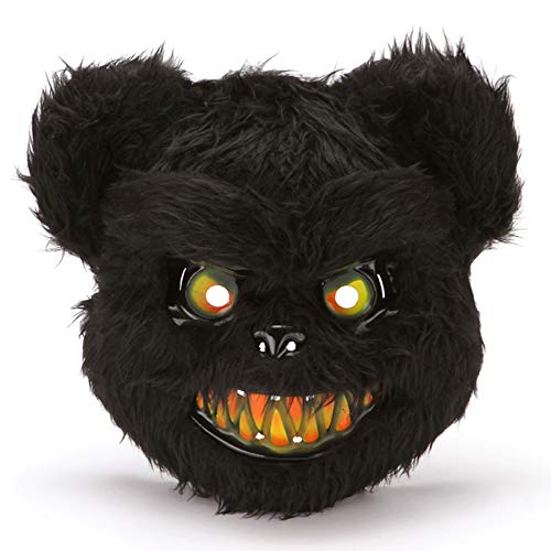 Demarkt Máscara espeluznante con diseño de oso de Halloween, máscara terrorífica, máscara para fiestas, cosplay, máscara de Halloween, color negro